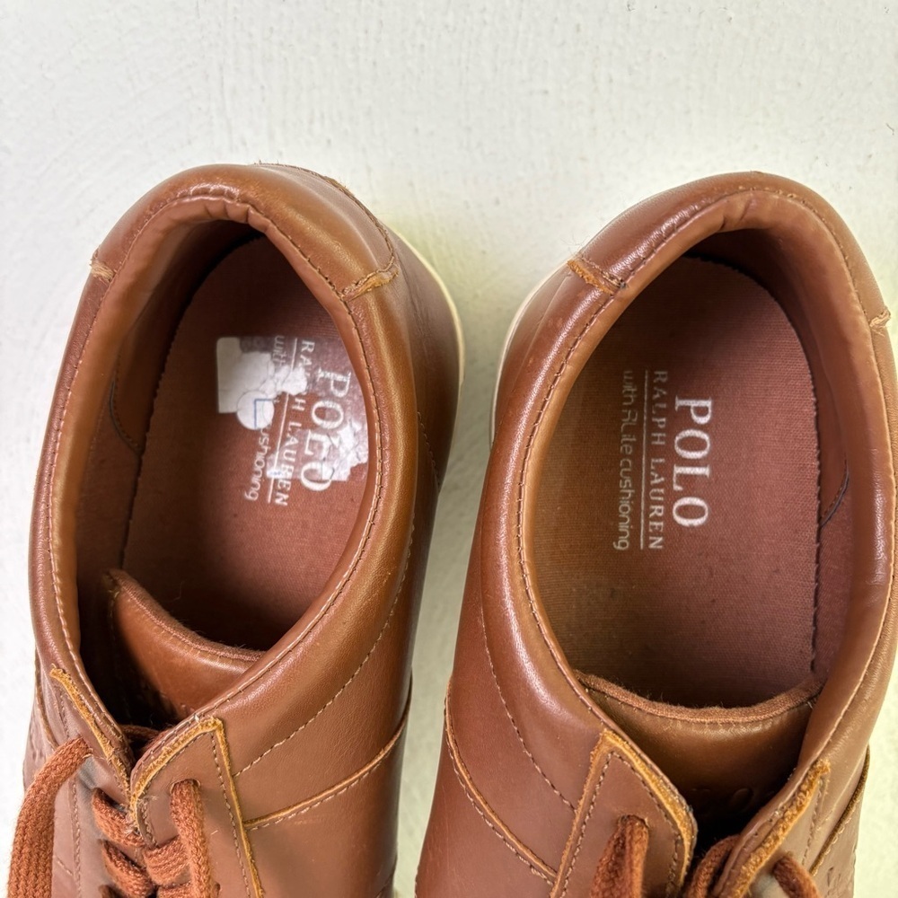 POLO RALPH LAUREN Brown Genuine Leather Sayer Sneakers 11D - Picture 8 of 14